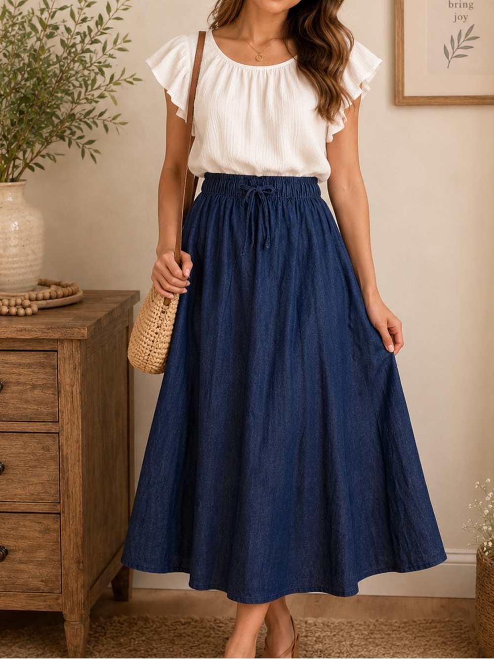 Piombo Dark Blue Maxi Skirt
